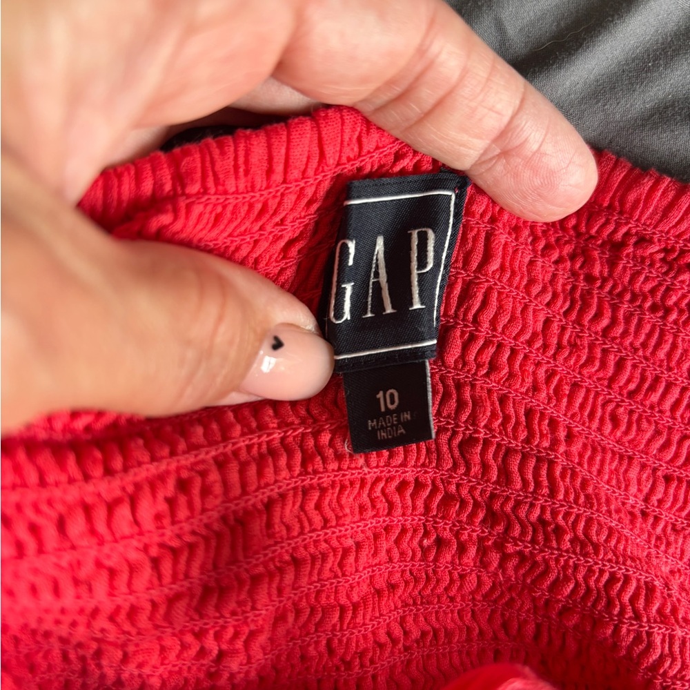 GAP Watermelon Red Midi Dress Cottagecore Size 10 - Picture 5 of 7